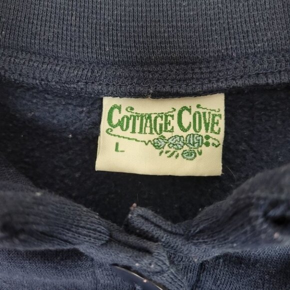 COTTAGE Cove Sweatshirt Button Cardigan Embroidery Winter Blue L - Picture 6 of 11